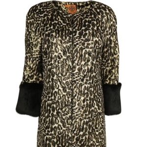 Tory Burch Multicolor Metallic Leopard Print Coat